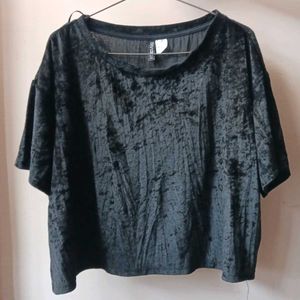H&M Black Crushed Velvet Oversized Top