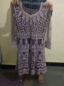 Purple Embroidered Gharara Suit