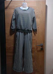 Black & White Vertical Stripes Full Co-ord