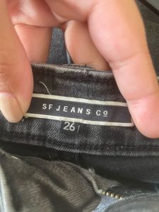 Grey Denim Straight Leg Jeans