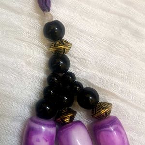 Handcrafted Purple Beaded Necklace &amp; Earring Set