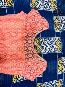 Coral Lace Fit &amp; Flare Dress