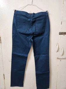 Marks &amp; Spencer Straight Leg Teal Mid-Rise Jeans