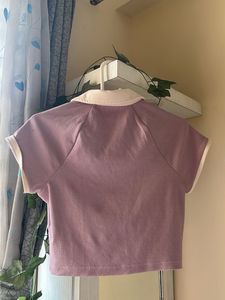 Cute Lavender Polo Crop Top