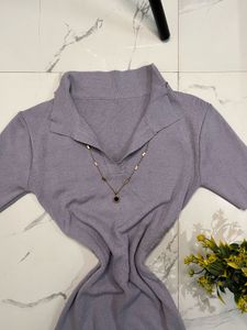 Lilac Knit Bodycon Mini Dress