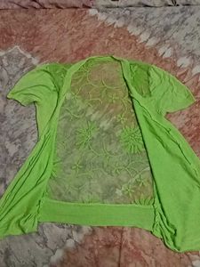 Green Transparent Embroidery Overcoat