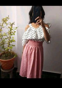 Polka Dot Top Pink Maxi Dress