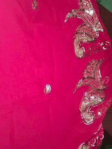 Red Embroidered Dress Material