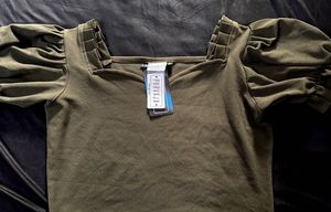 Olive Green Puff Sleeve Top