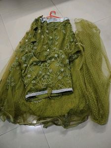 Olive Green Embellished Lehenga Set
