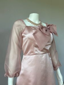 Pink Satin Midi Gown