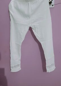 New White Pant with Lace Design