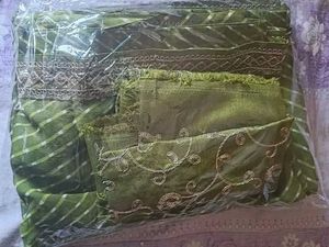 Elegant Green Striped Saree