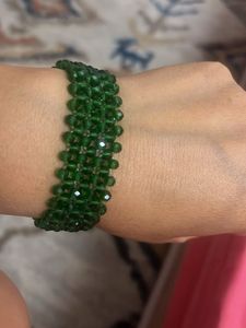 Emerald Green Beaded Bracelet.handcrafted