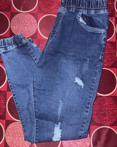 Distressed Denim Joggers