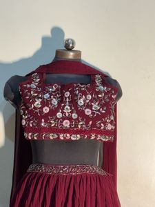 Elegant Maroon Embroidered Lehenga Choli