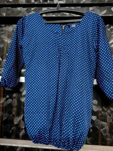 Blue Polka Dot Top