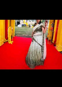 Elegant Green &amp;designer Lehenga &amp; Saree 2 In One