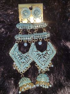 Elegant Dangle Earrings Sky Blue Colour