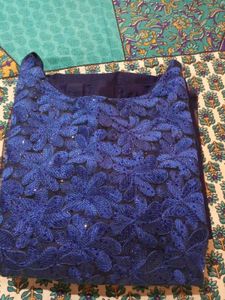 Elegant Blue Floral Dress Material