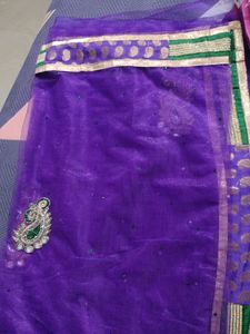 Purple Net Saree
