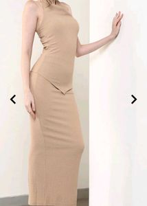 Shein Halter Tie-Up Neck Textured Top With Skirt