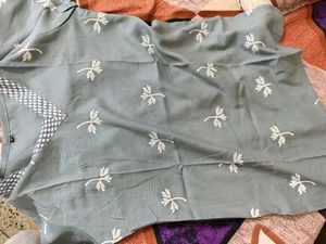 Grey Floral Printed Kurti Set