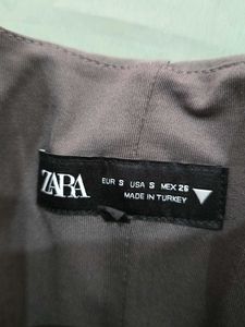 ZARA Grey Corset Flare Dress with Pockets