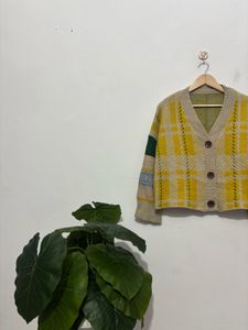 Plaid Knit Cardigan