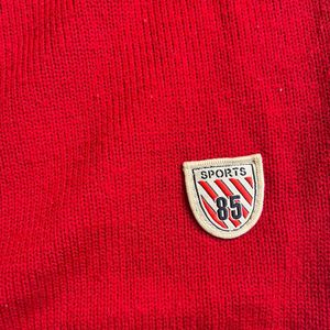 Stylish Red Knit Zip-Up Cardigan