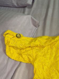 Yellow Eyelet Top