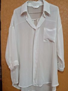 Sheer White Oversized Blouse