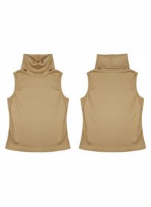 Tan Sleeveless Turtleneck Top