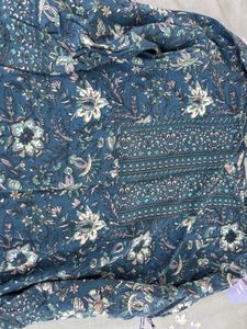 Floral Print Blue Kurti