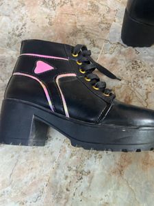 Black Ankle Boots - Lace-Up