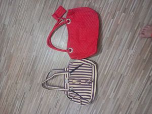 Red Woven Tote Bag