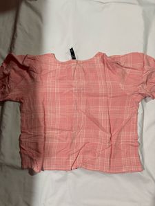 Pink Plaid Puff Sleeve Top