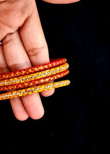 Red &amp; Yellow Bangles  Rajasthani Jaipuri  Chudiyan