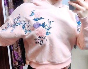 Floral Embroidered Pullover Hoodie (New)