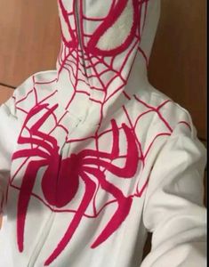 Unisex White Spiderman Full Zip-up Hoodie