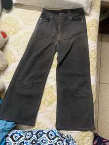 Black Flared Denim Fade Size-42
