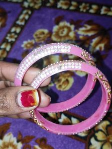 Pink &amp; Crystal Bangle Set