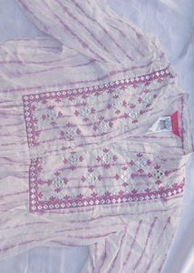 Striped Embroidered Tunic Top