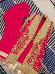 Pink & Gold Embellished Indian Outfit