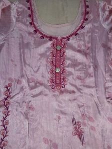 Pink Satin Silk Suit Set( Without Duppatta)