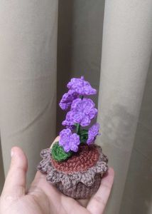Crochet Purple Flower in Pot