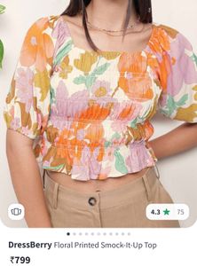 Floral Printed Smoky Crop Top 🌼