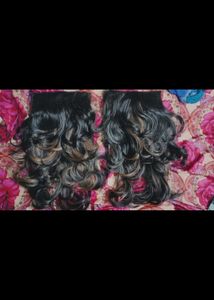 wig hair with floral clip