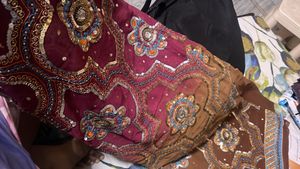 Embroidered Burgundy Sari