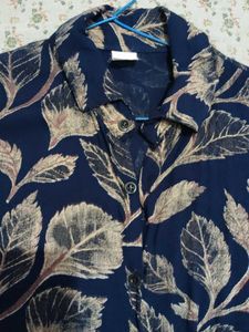Leaf Print Button-Down Shirt